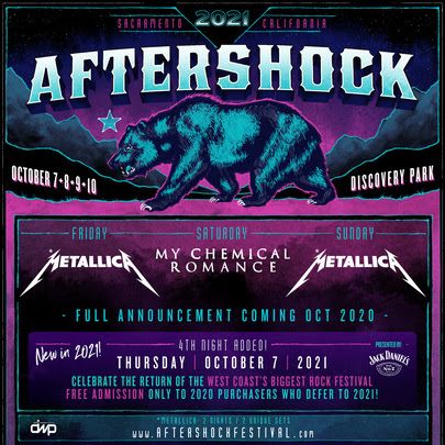 Aftershock 2021 1 Aftershock Festival 2021: Metallica et My Chemical Romance en tête d'affiche