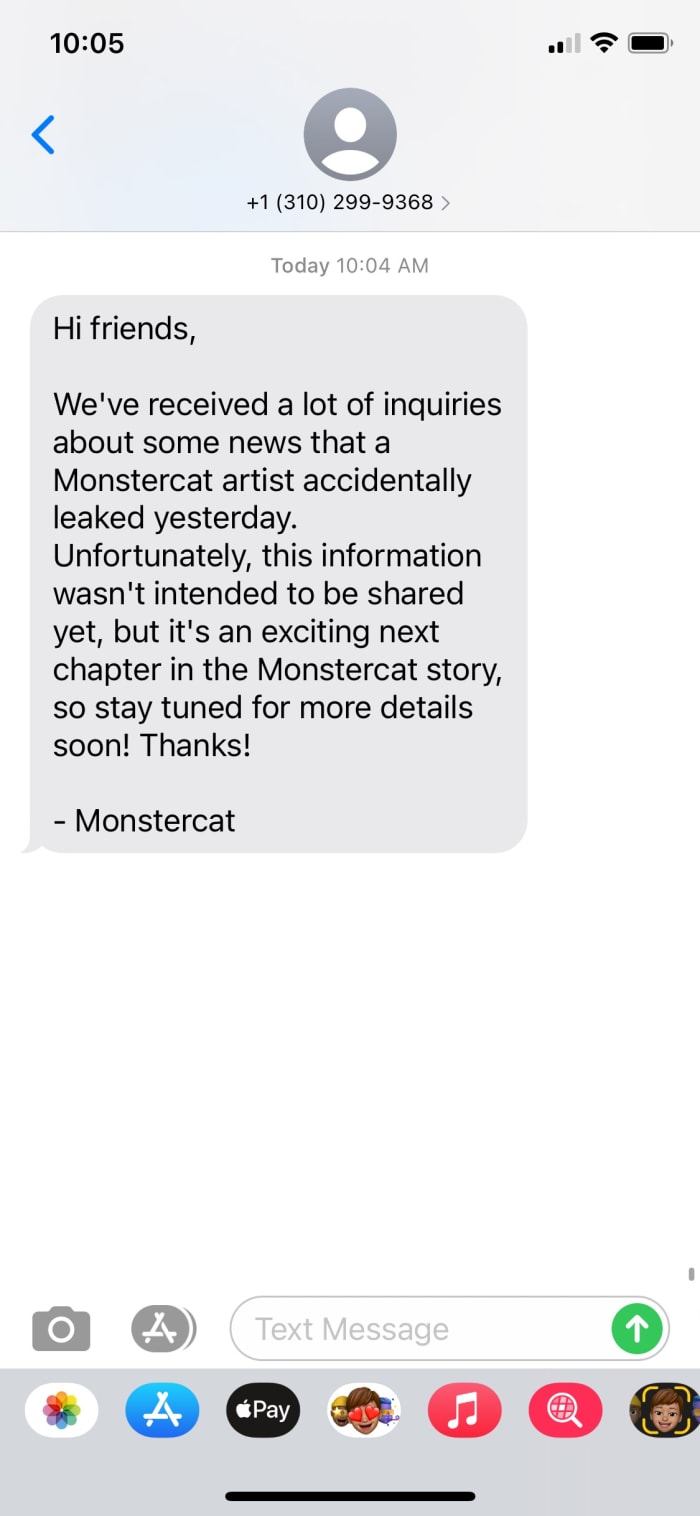 Capture d'écran d'un message partagé dans la communauté SMS de Monstercat adressant les rumeurs de Monstercat +. [Screenshot by EDM.com]