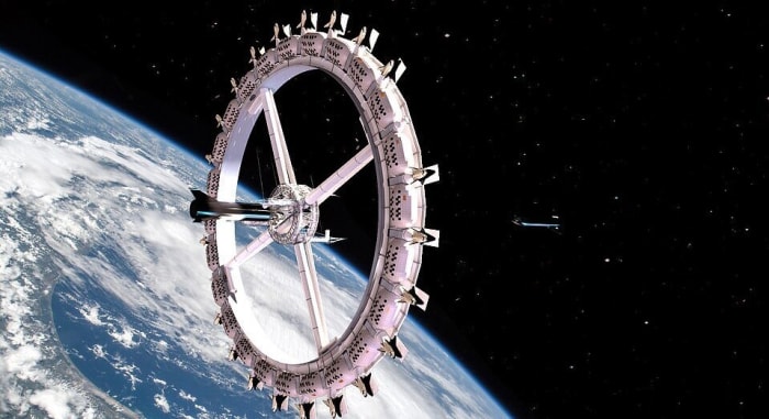Un rendu de Voyager Station, une structure qui deviendrait le tout premier hôtel de l'espace extra-atmosphérique une fois achevée.