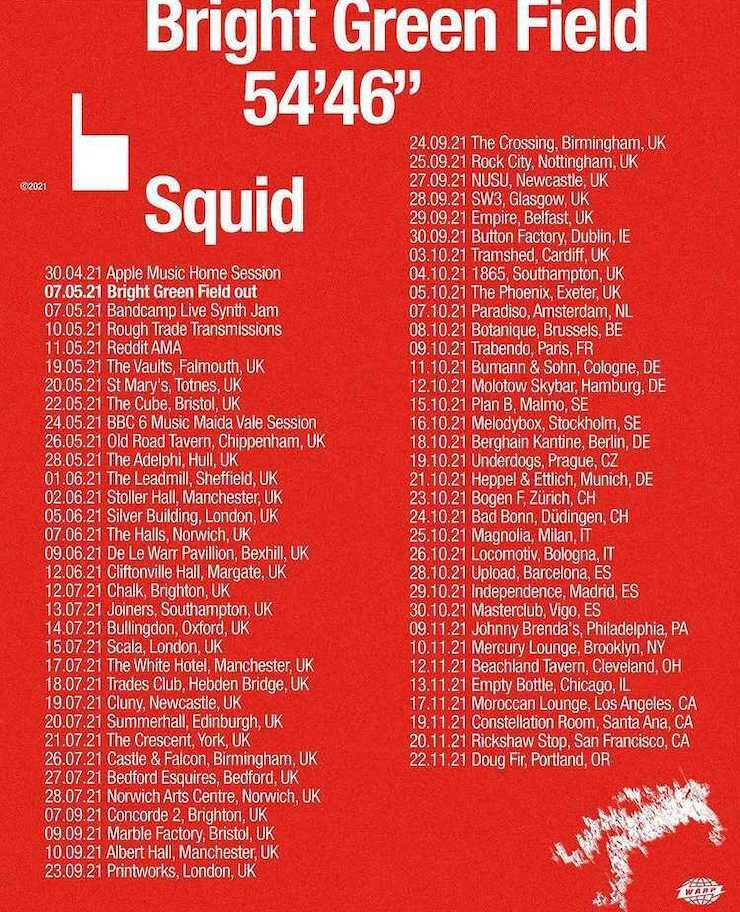 Dates de la tournée Squid