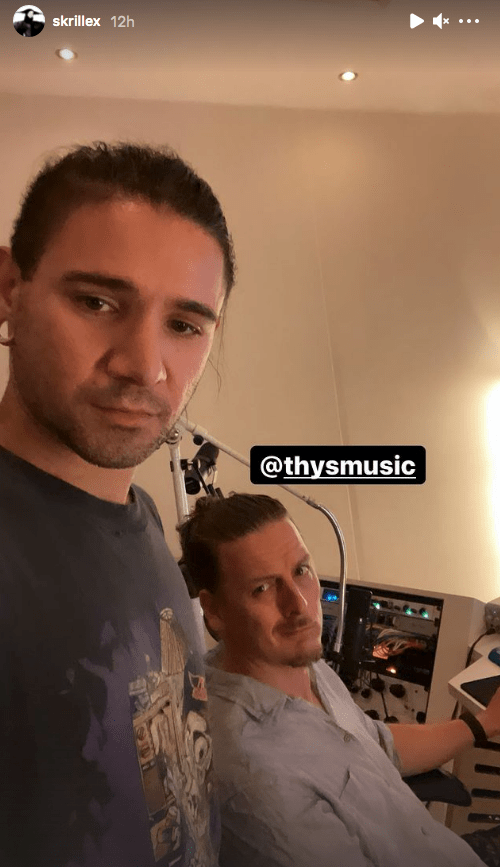 Skrillex et Thys de NOISIΛ sur une photo d'une séance en studio partagée le 19 juillet 2021.