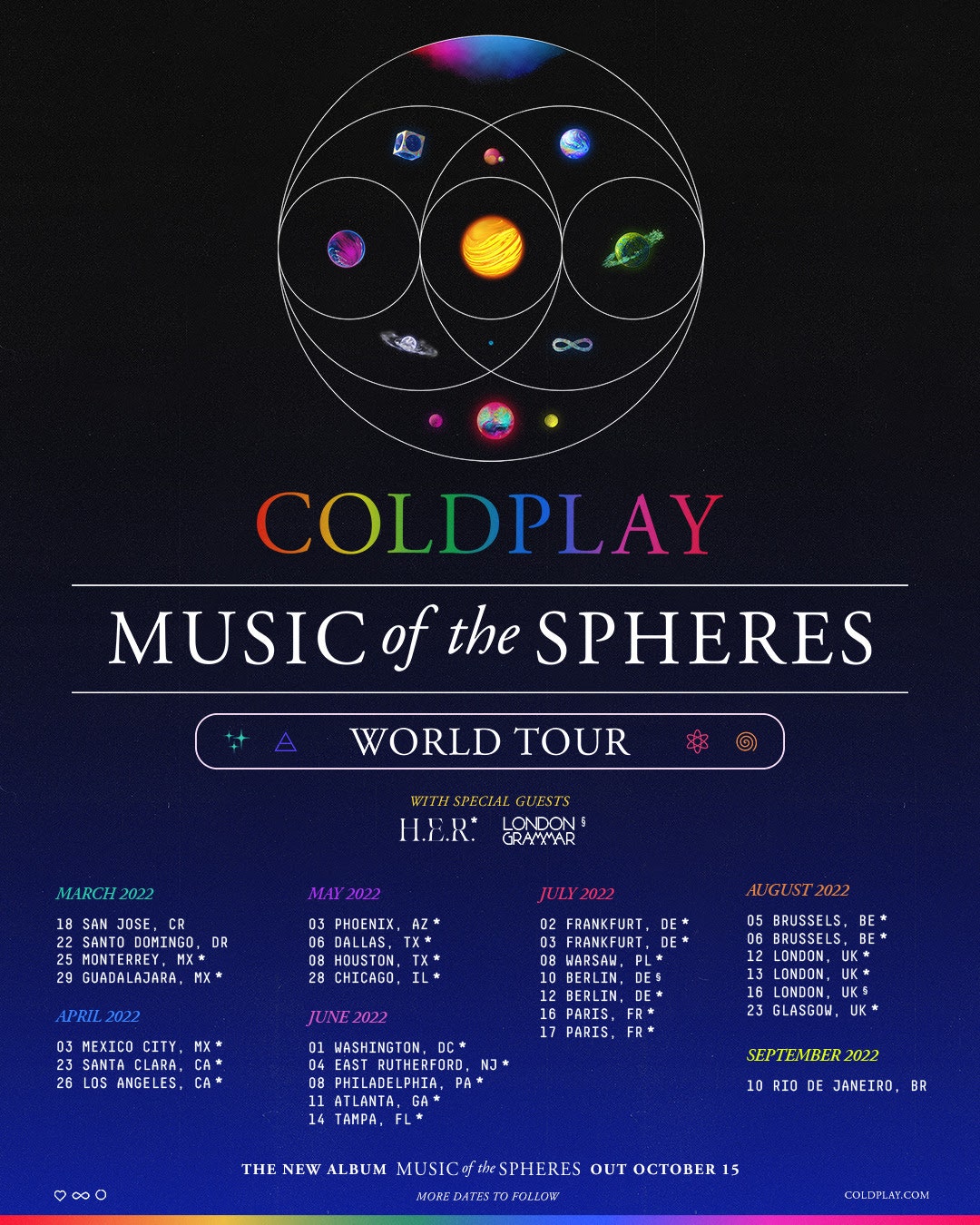Coldplay : tournée mondiale de la musique des sphères