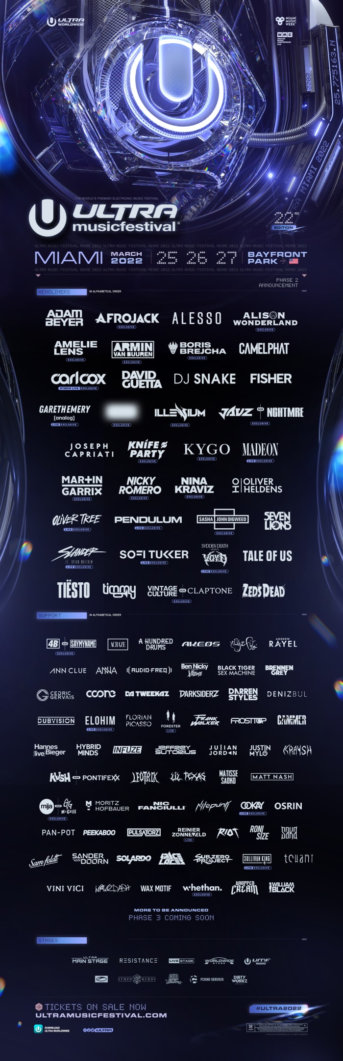 La programmation de l'Ultra Music Festival 2022 avec DJ Snake, Armin van Buuren, Kygo, Martin Garrix et plus encore.
