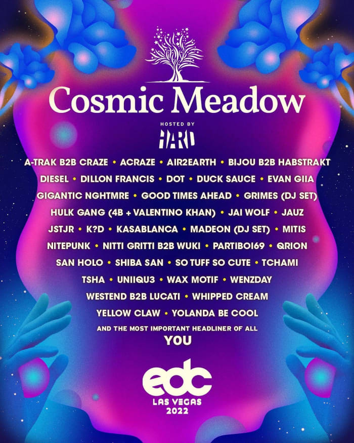 Programmation de scènes EDC Vegas 2022 pour Cosmic Meadow