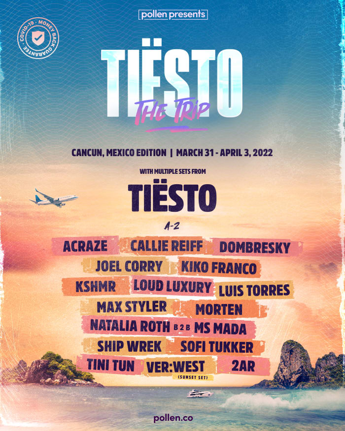 Programmation complète de l'inauguration de Pollen Presents "Tiësto : le voyage" un événement.
