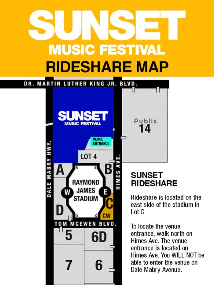 Carte du covoiturage du Sunset Music Festival 2022