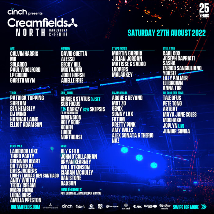 Programmation de Creamfields North 2022 : samedi 27 août 2022.