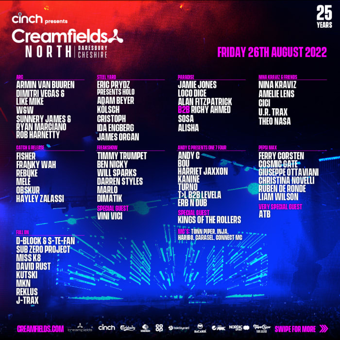 Programmation de Creamfields North 2022 : vendredi 26 août 2022.