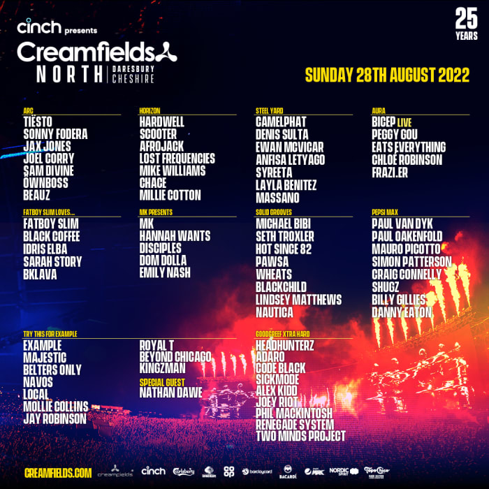 Programmation de Creamfields North 2022 : dimanche 28 août 2022.