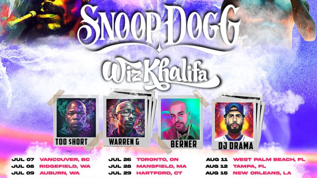 Billets pour la tournée nord-américaine de Snoop Dogg Wiz Khalifa 2023 Too $hort Affiche Warren G Berner