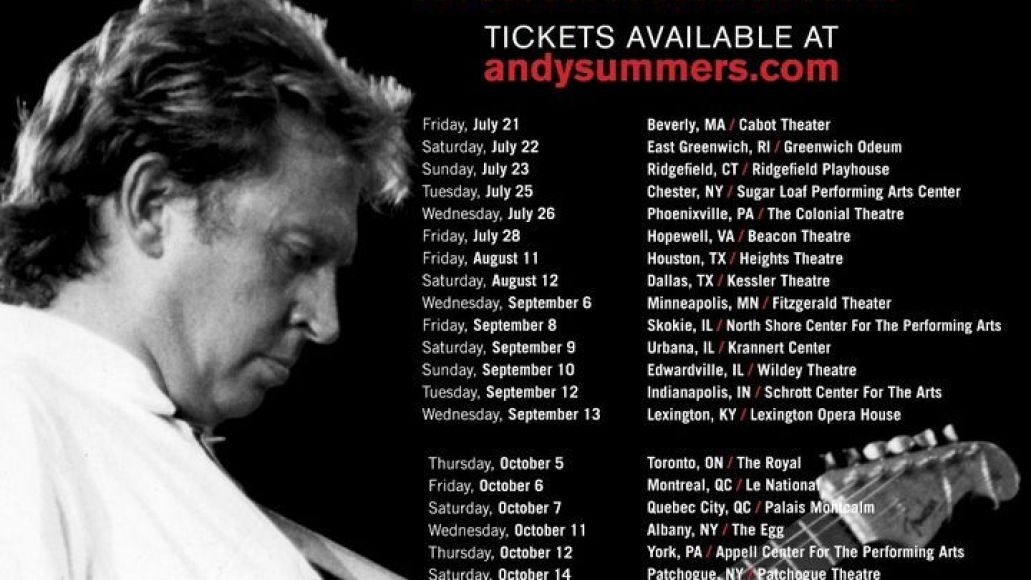 Affiche des dates de la tournée nord-américaine d'Andy Summers 2023